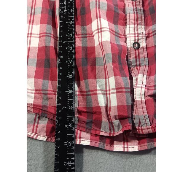 Harley Davidson Men’s 2XL Plaid Button Up Shirt Red Black White Cotton Long - Picture 5 of 8